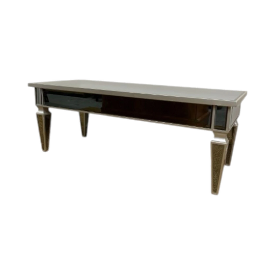 Mirrored Coffee Table with Reflective Top and Clean Lines