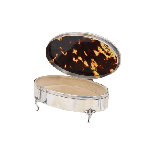 Sterling silver and tortoiseshell trinket box London 1924
