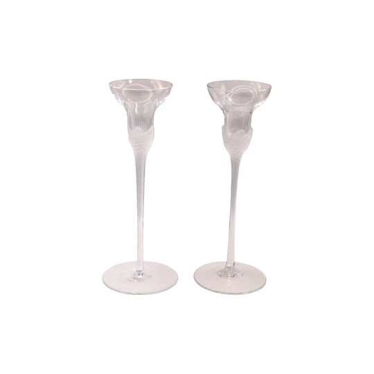 Vintage Sasaki Crystal candlestick holders. Set of 2