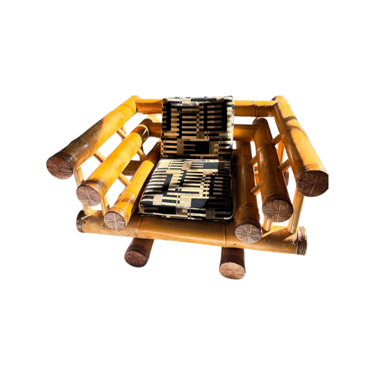 Vintage Jumbo Bamboo Armchair with Optional Geometric Velvet Cushions