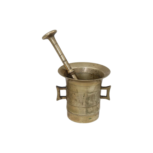 Antique brass mortar and pestle