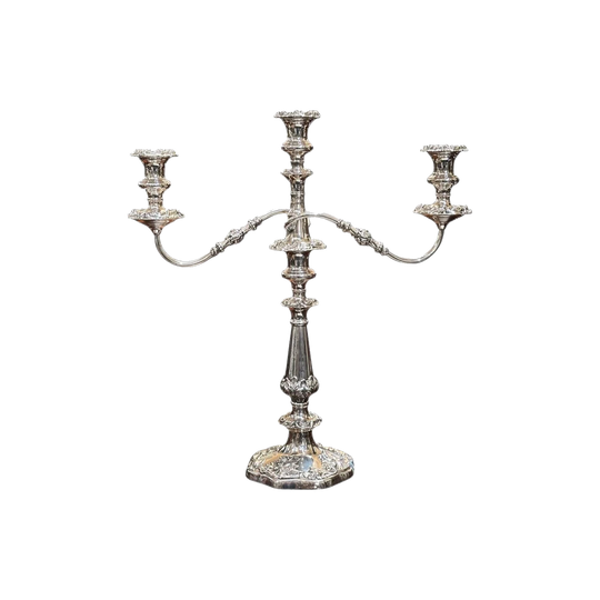Victorian Silver-Plated Two-Branch Candelabra, England, c. 1880
