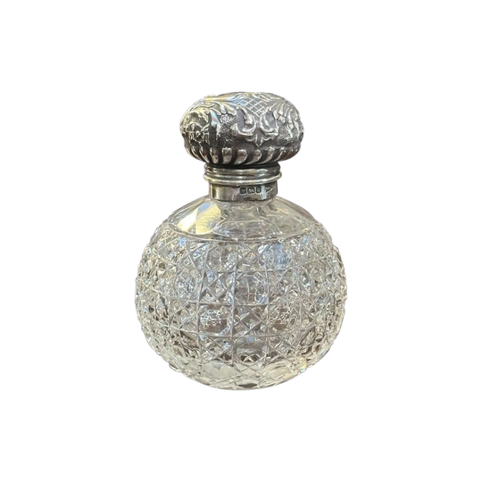 Edwardian Sterling Silver and Crystal Perfume Bottle, Birmingham 1909