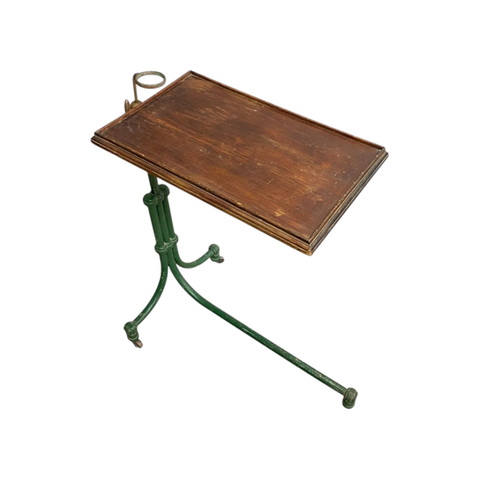 Antique Adjustable Tray Table (Invalids Table) – Industrial Brutalist Metal & Wood