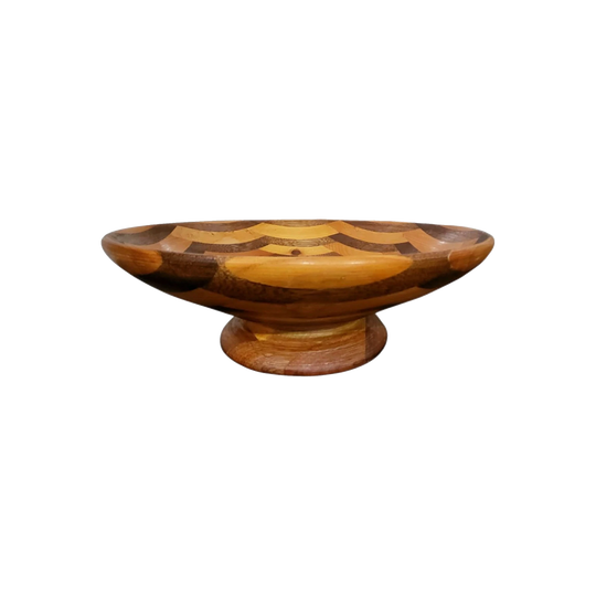 Hand-Turned Two-Tone Segmented Timber Bowl – 38 cm