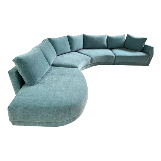 Bespoke Curvy Modular Sofa Set in Powder Blue with Matching Cushions
