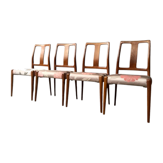 Vintage D-Scan Set of Four Solid Teak Dining Chairs, 1970s Scandinavian, Styled After Johannes Andersen