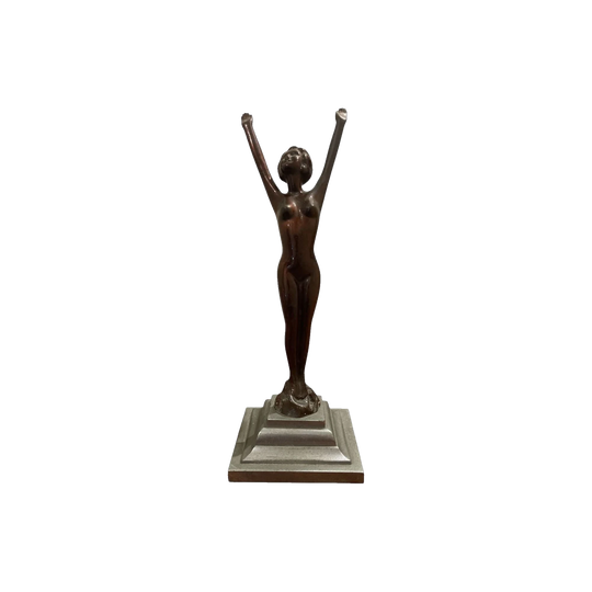 Diana Statue in Brass on Chrome Base, 1930–40s, 28 cm H