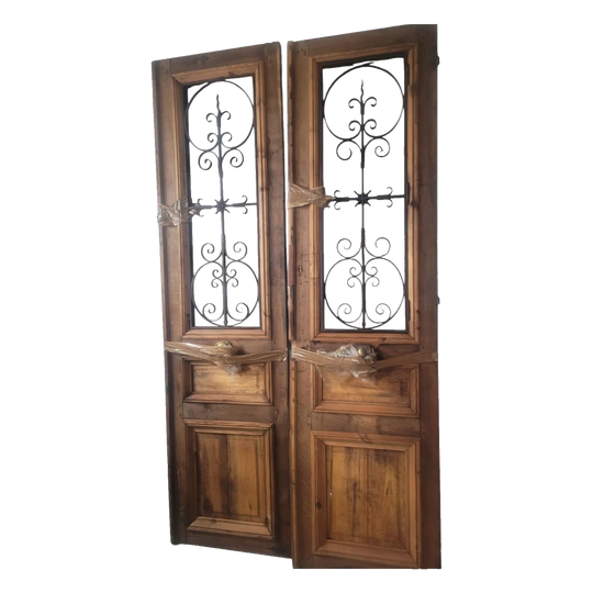Pair French Napoleonic oak doors