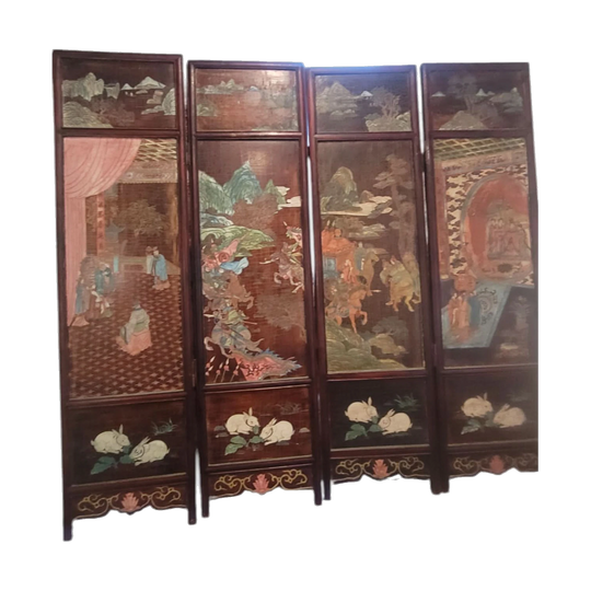 Chinese 4 panel coromandel screen