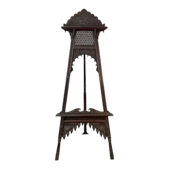 19th-Century Carved Rosewood Anglo-Indian Artist’s Easel, Northern/Central India, Indra Panel