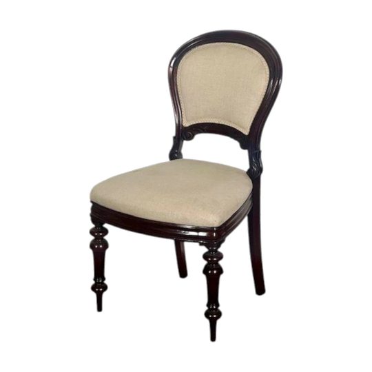 Antique French 19th-Century Central American Mahogany Campaign Dining Chairs with Brass Sliding Tracks, Set of Six