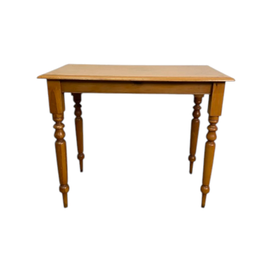 Vintage Colonial Timber Hall Table, Turned Legs, Lightly Finished Blonde Timber