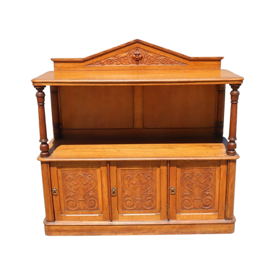 Carved oak two tier sideboard
