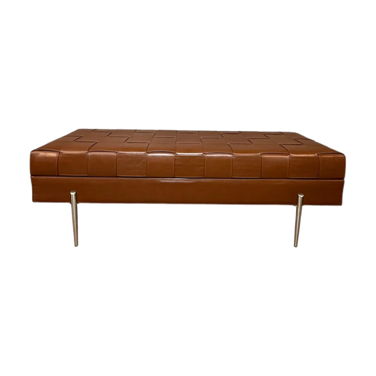 Custom Made Leather Ottoman by Brand Furniture