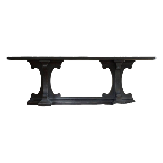 Rhapsody Console, Aged American Oak, Double Pedestal, Dark Charcoal/Black, Ex-Display