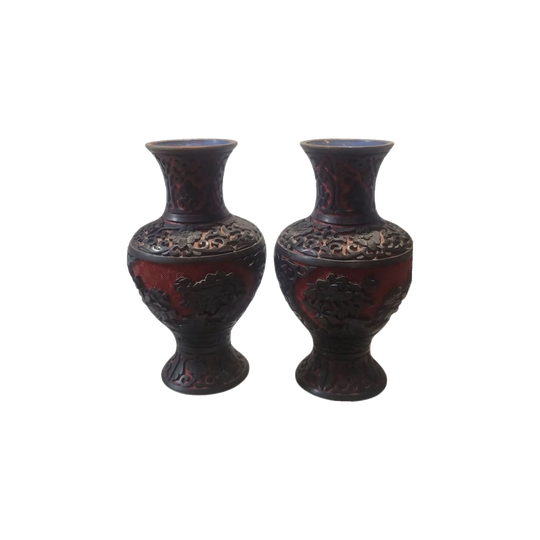 Pair chinese cinbar vases