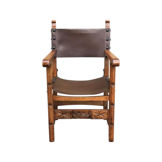 A Pair of Catalan Colonial Spanish Carved Armchairs