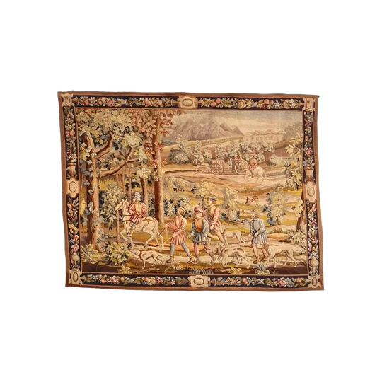 Large Handmade Aubusson Tapestry, 1860s–70s, Linen-Backed
