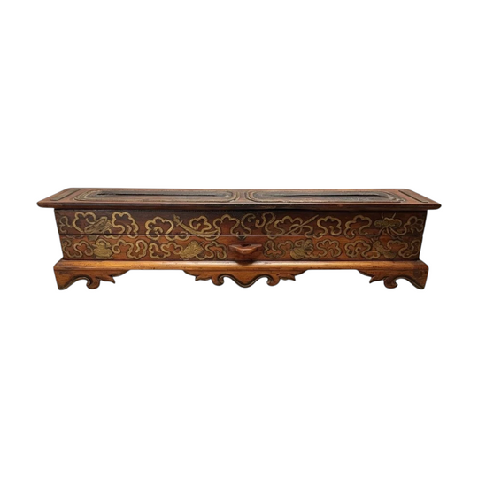 366: Antique Vintage Chinese Carved Wood Incense Burner Box Storage Chest