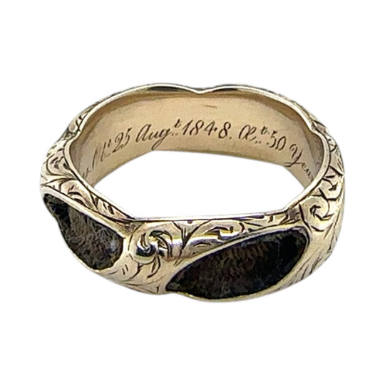 19th century 9ct engraved mourning ring c.1848