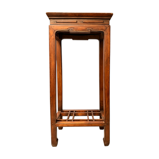 1682: Tall Plant Stand Rectangular Pedestal Side Table Hardwood Flower Stand