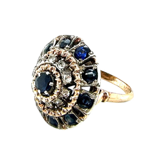 9ct white and blue sapphire cocktail ring