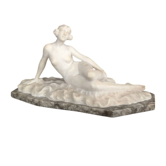 Odo Franceschi Reclining Figure Florence Circa 1920 Marble on Granite Base Signed
