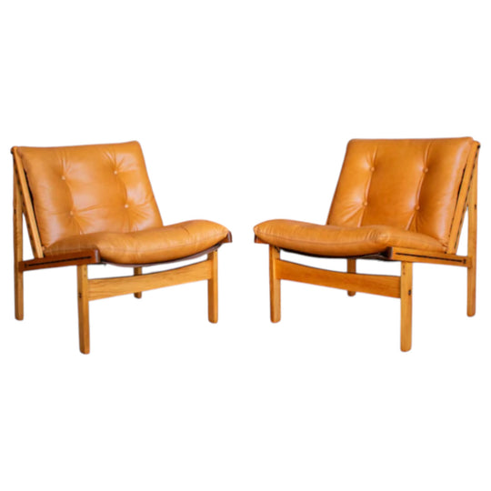 Pair of Hunter Chairs by Torbjørn Afdal for Bruksbo — Butterscotch Leather