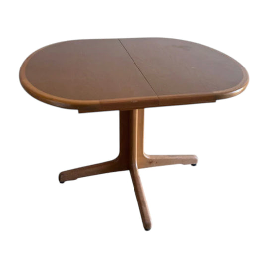 Extendable Timber Dining Table with Pedestal Base Solid & Versatile Mid Century