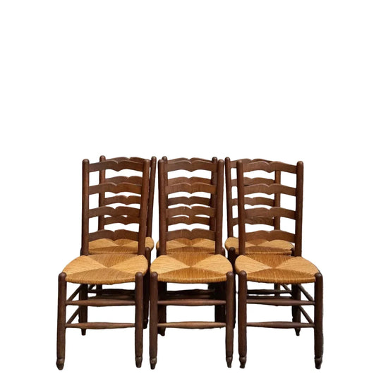 Ladderback Rush Chairs | French Furniture . Set of 6