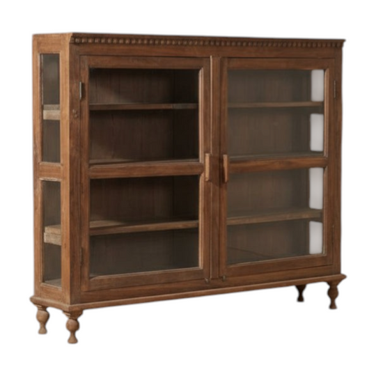 Vintage Teak & Glass Cabinet From India