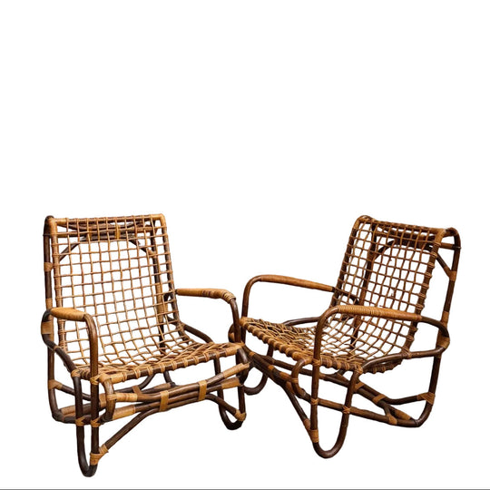 Italian Rattan Lounge Chairs