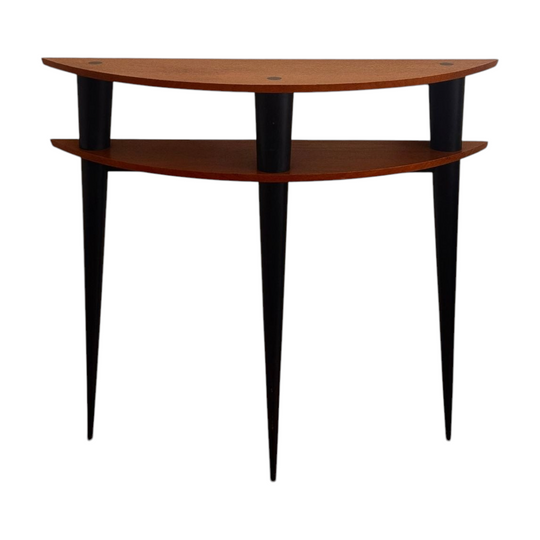 Australian demi lune silky oak console with tapered black legs
