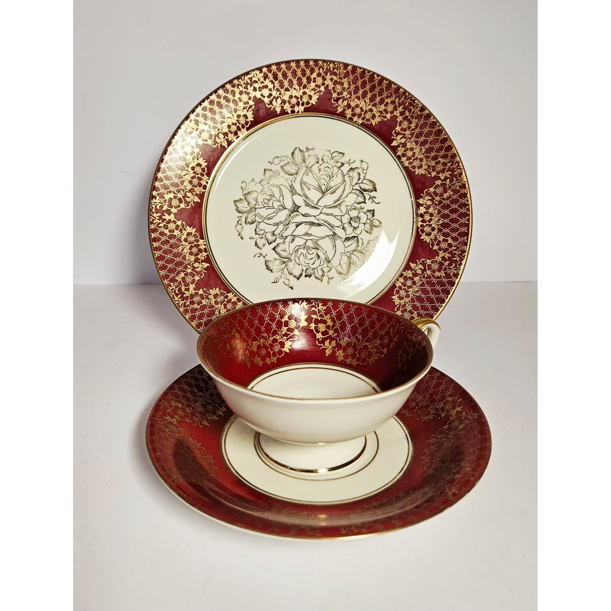 Bavaria ババリア　トリオセット Shop Vintage Alka Bavaria Red & Gold TRIO #833 Germany | Bazaa