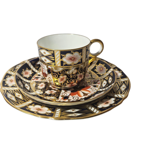 Royal Crown Derby Imari 2451 Trio - Cup, Saucer, Side Plate circa 1913