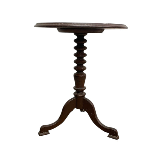 Antique Early 20th Century Bobbin Turned Trifoot Australian Cedar Wine/Side Table