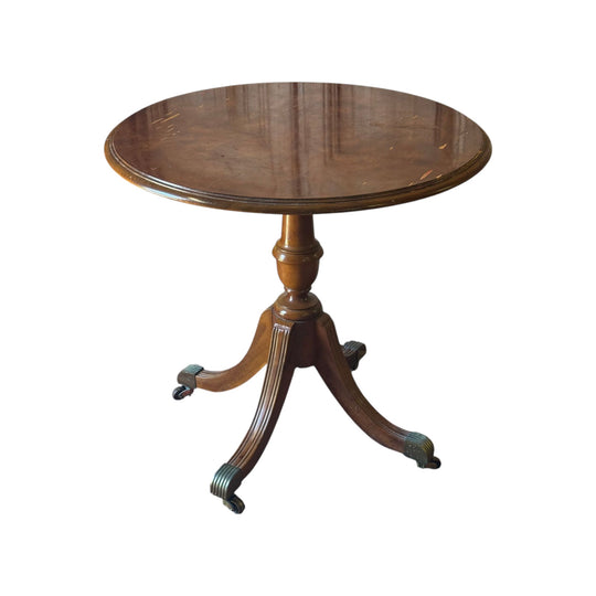 Vintage Timber Side Table on Brass Castors