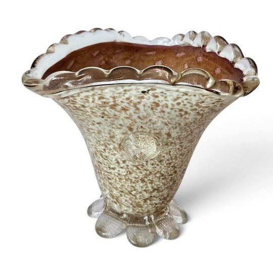 Murano Barovier & Toso w/aventurine flared trumpet glass Vase c.1950