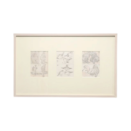 Katsushika Hokusai 'Life, Nature and Myth' Woodblock Triptych, 19th Century