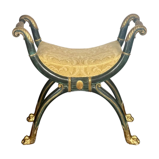 Vintage Empire X framed Stool / Curule Stool in the Egyptian manner.