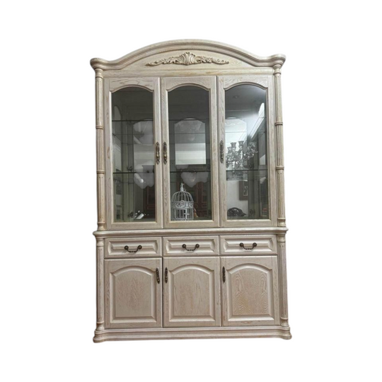 Antique white wall Unit buffet sideboard display cabinet