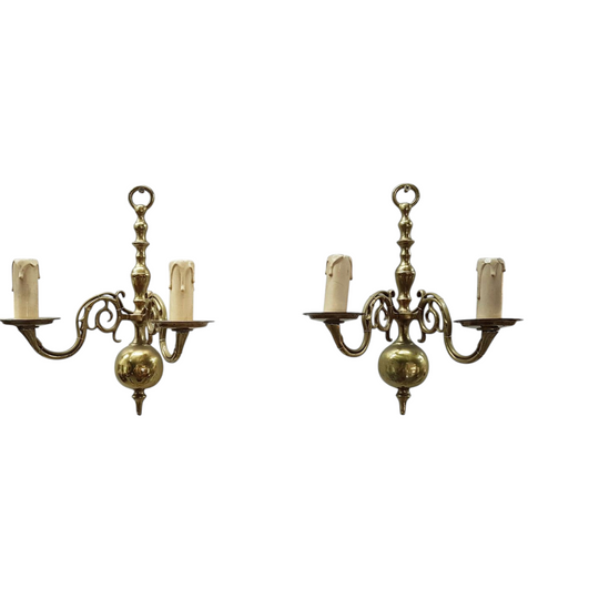 Set of Four Elegant Brass Flemish Wall Sconces