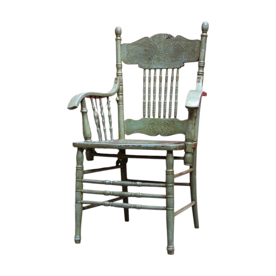 Antique English Painted Hall Chair in Sage Green and Duck Egg Blue. B13077