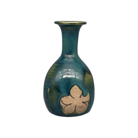 Vintage Japanese Bottle Vase - Blue Green Glaze