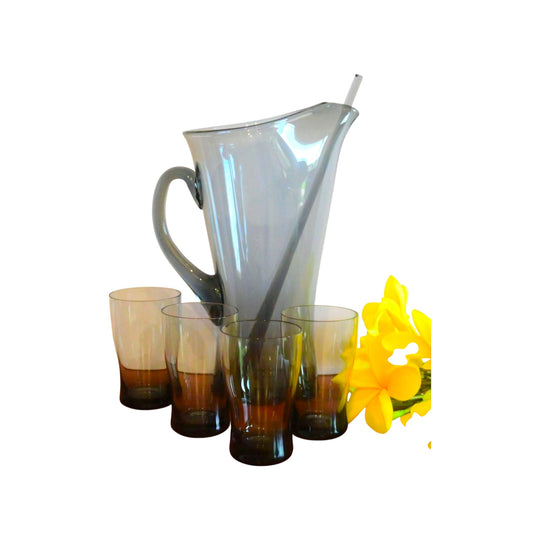 Vintage Smokey Grey Water Set with Purple Hue