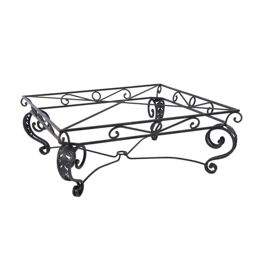 Vintage French large square wrought iron table base with lovely floral decals from Provence - would look amazing with a custom tiled mosaic top.