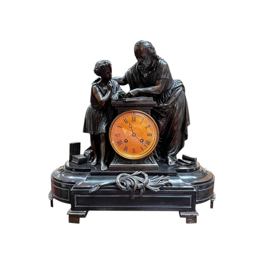 French bronze figured mantle clock c.1870