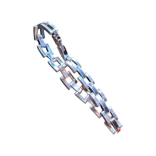 Vintage Sterling Silver Niello-Style Link Bracelet