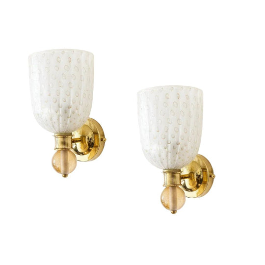 Gilt and Clear Palmette Wall Sconces